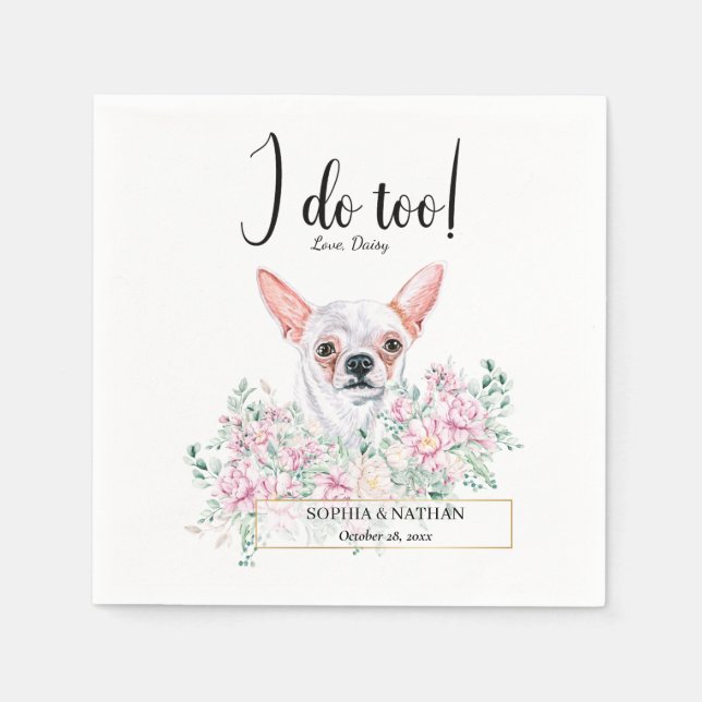 Chihuahua Dog Wedding Cocktail Napkins (Front)