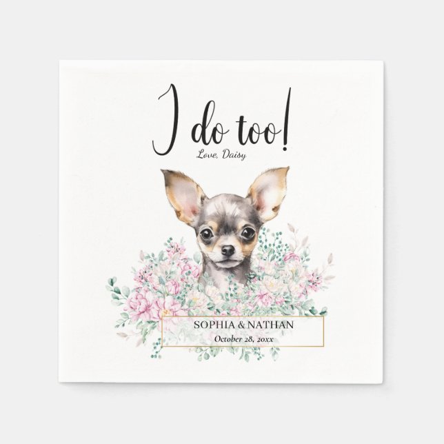 Chihuahua Dog Wedding Cocktail Napkins (Front)
