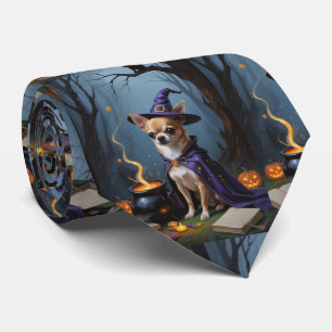 Chihuahua Dog Whimsical Halloween Painting Tie