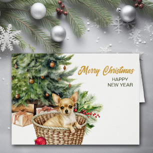 Chihuahua Dog Wicker Basket Christmas