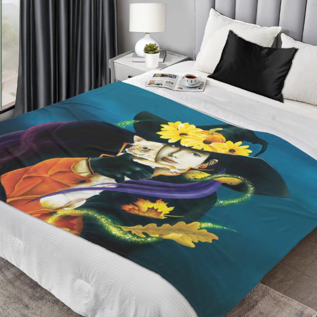 Chihuahua Dog Witch Halloween Fleece Blanket (Creator Uploaded)