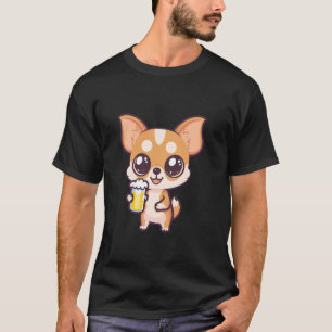 Chihuahua Dog With Beer Comic Funny Party T-Shirt
