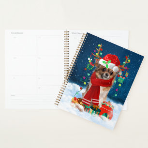 Chihuahua dog with Christmas gifts  Planner