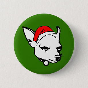 Chihuahua Dog with Christmas Santa Hat 6 Cm Round Badge