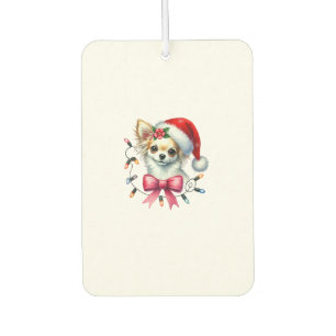 Chihuahua Dog With Coquette Bow Christmas Matching Car Air Freshener