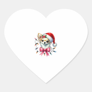Chihuahua Dog With Coquette Bow Christmas Matching Heart Sticker