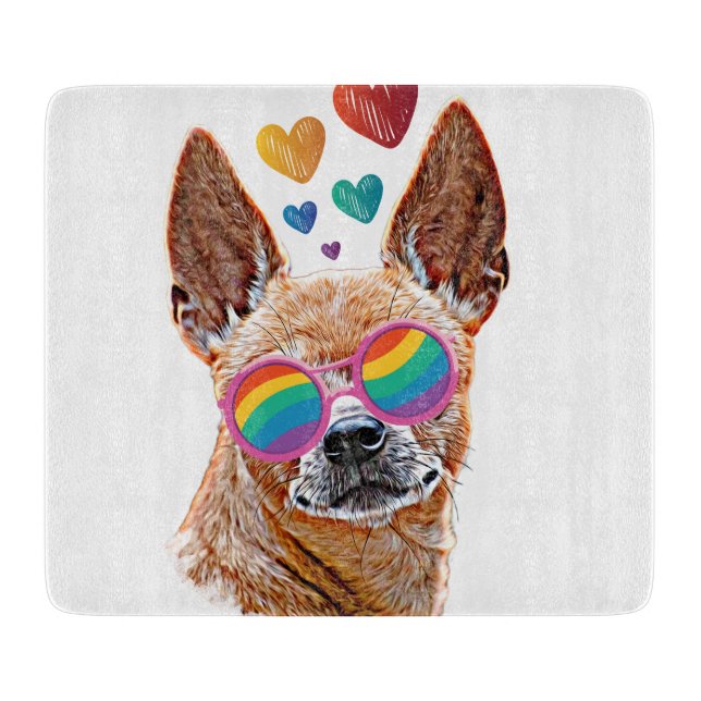 Chihuahua Dog with Hearts Valentine's Day Cutting Board (Front)