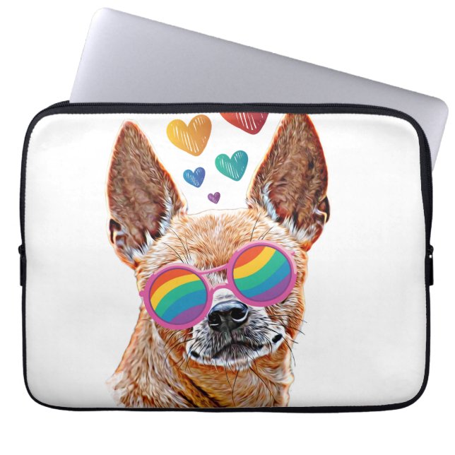 Chihuahua Dog with Hearts Valentine's Day  Laptop Sleeve (Front)
