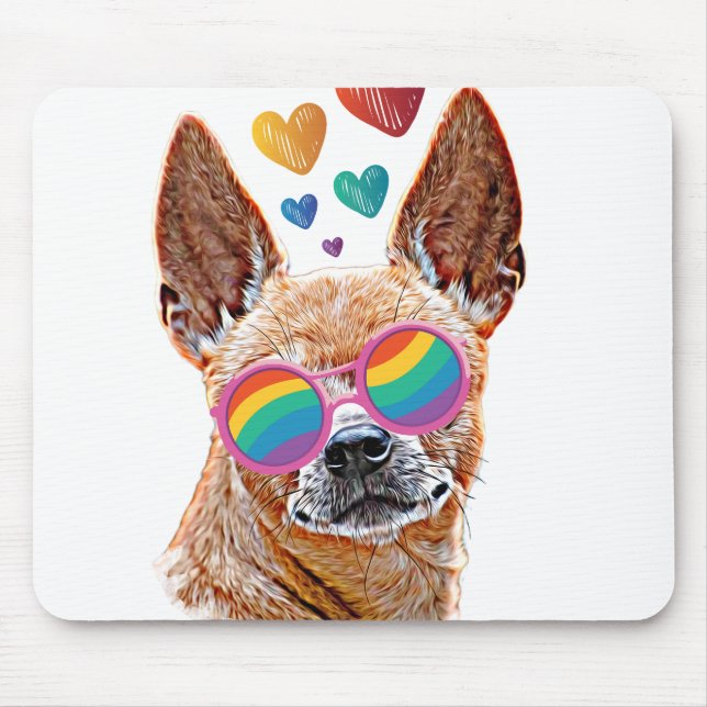 Chihuahua Dog with Hearts Valentine's Day Throw Pi Mouse Pad (Front)