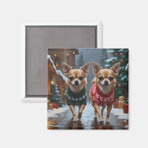 Chihuahua Dogs Christmas Snow Holiday Magnet