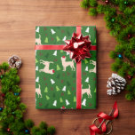 Chihuahua Dogs in Santa Hats Christmas GREEN Wrapping Paper<br><div class="desc">Cute Chihuahuas with Christmas Trees and Santa Hats</div>