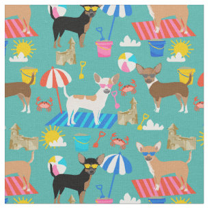 Chihuahua dogs summer beach day fabric