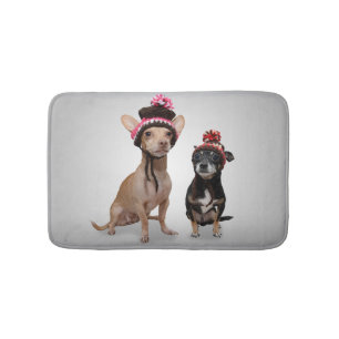 Chihuahua Dogs With Hats Photo Bath Mat