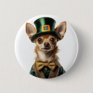 Chihuahua Dressed Leprechaun St. Patrick’s Day 6 Cm Round Badge