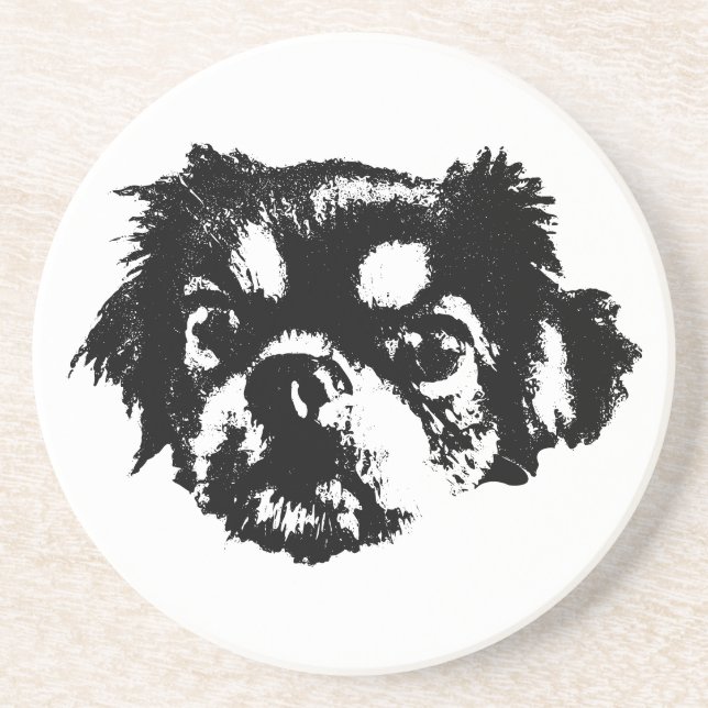 Chihuahua Face Coaster – Ink Line Drawing (Front)