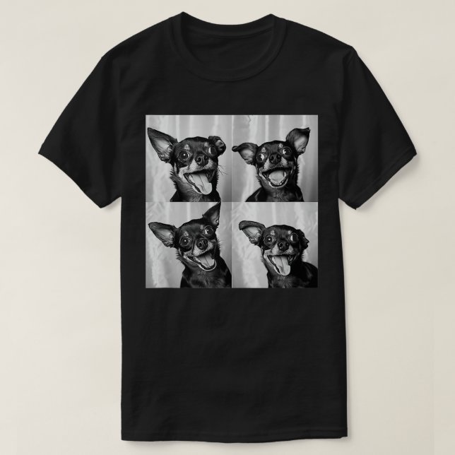 Chihuahua Face Portrait Funny Dog Photobooth Chihu T-Shirt (Design Front)
