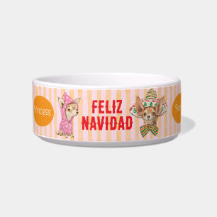 Chihuahua Feliz Navidad Happy Howlidays dog Bowl