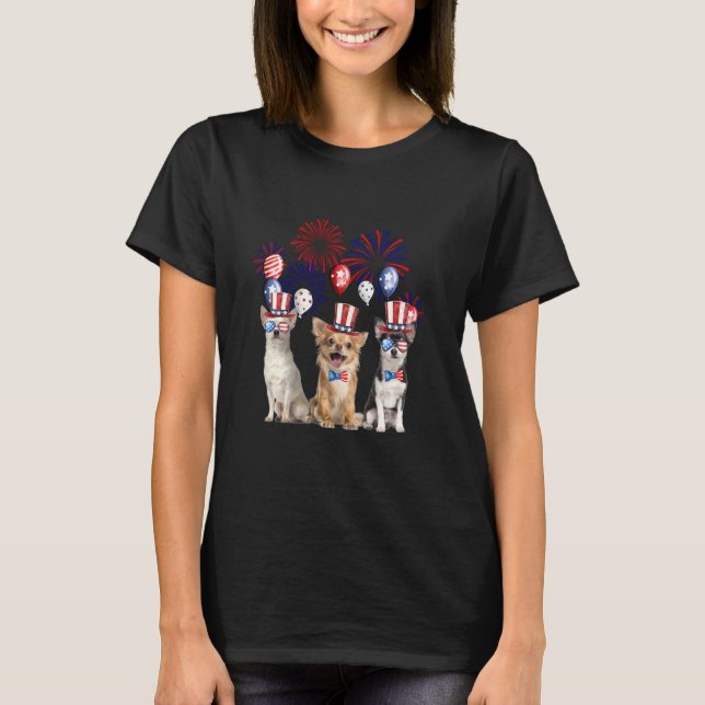 Chihuahua Firework Sunglasses America Dog 4th Of J T-Shirt (Front)