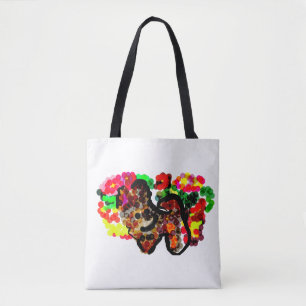 Chihuahua flowers tote bag