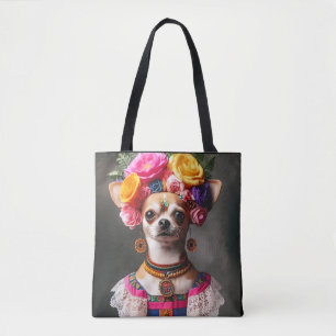 Chihuahua Frida Kalo Museum masterpiece Famous Art Tote Bag