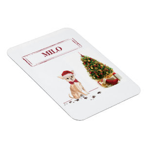 Chihuahua Funny Christmas Dog with Tree Magnet