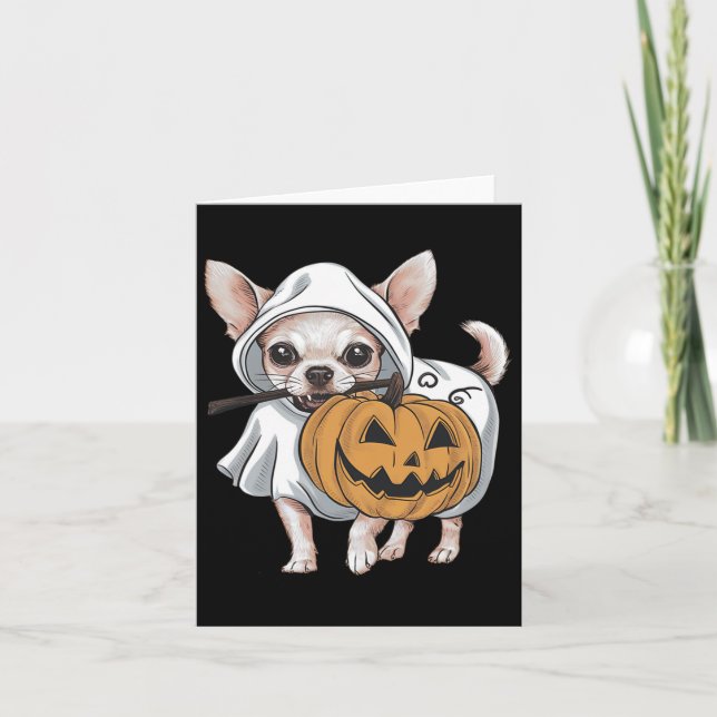 Chihuahua Ghost Dog Halloween  Card (Front)