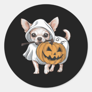 Chihuahua Ghost Dog Halloween Classic Round Sticker