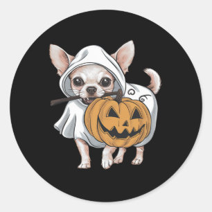 Chihuahua Ghost Dog Halloween Classic Round Sticker