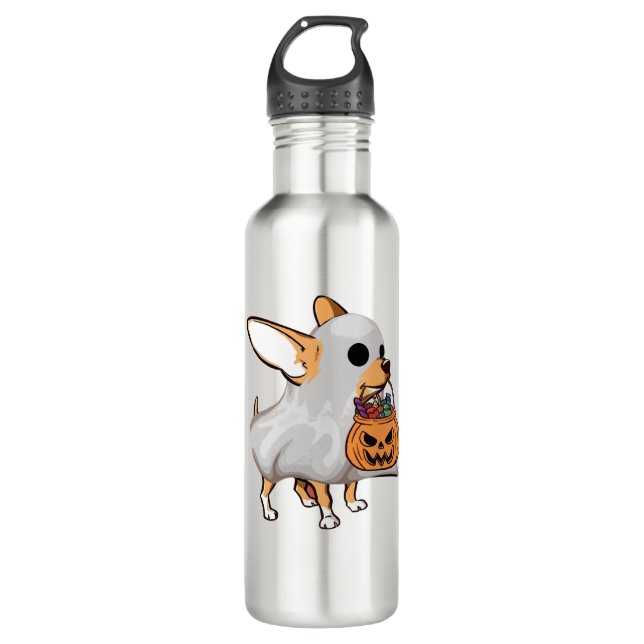 Chihuahua Ghost Pumpkin Halloween Shirt 710 Ml Water Bottle (Front)