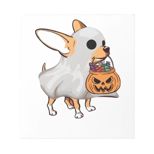 Chihuahua Ghost Pumpkin Halloween Shirt Notepad (Front)