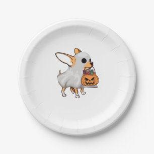Chihuahua Ghost Pumpkin Halloween Shirt Paper Plate