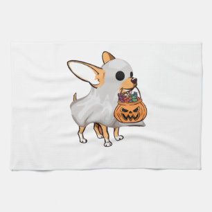 Chihuahua Ghost Pumpkin Halloween Shirt Tea Towel