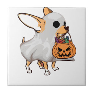 Chihuahua Ghost Pumpkin Halloween Shirt Tile
