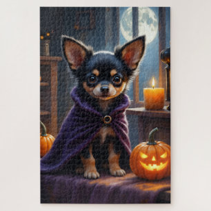 Chihuahua Gothic Victorian Halloween Artwork Jigsaw Puzzle