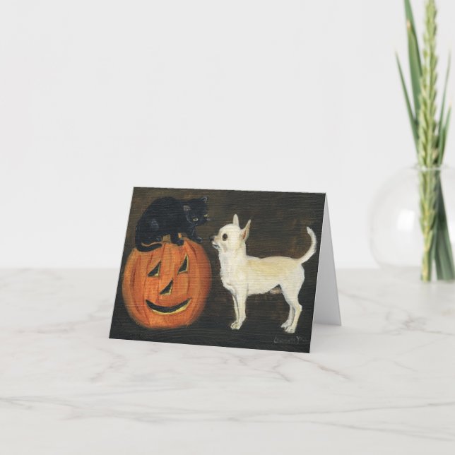 Chihuahua Halloween Art Note Card (Front)