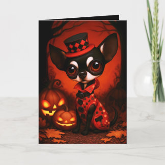 Chihuahua Halloween Costume Illustration Card