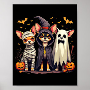 Chihuahua Halloween Costume Mummy Witch Ghost Dog Poster