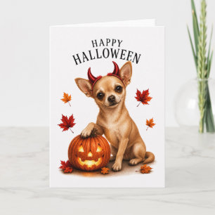 Chihuahua Halloween Devil Dog Card
