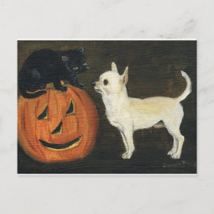 "Chihuahua Halloween" Dog Art Postcard