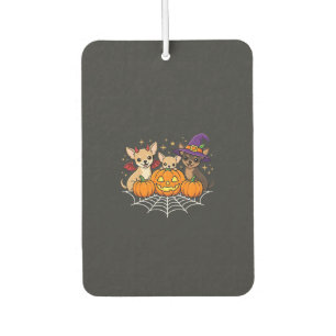 Chihuahua Halloween Pumpkin Witch Dog Design Car Air Freshener