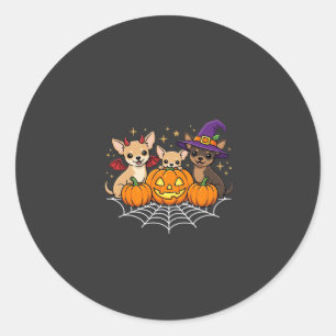 Chihuahua Halloween Pumpkin Witch Dog Design Classic Round Sticker