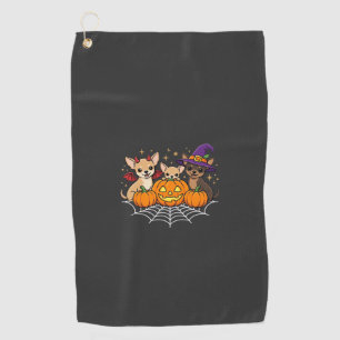 Chihuahua Halloween Pumpkin Witch Dog Design Golf Towel