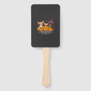 Chihuahua Halloween Pumpkin Witch Dog Design Hand Fan