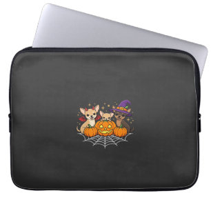 Chihuahua Halloween Pumpkin Witch Dog Design Laptop Sleeve