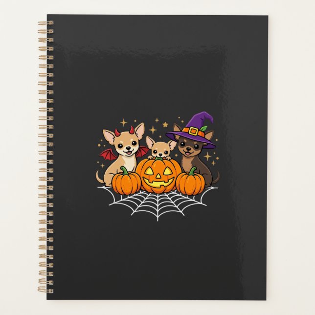 Chihuahua Halloween Pumpkin Witch Dog Design Planner (Front)