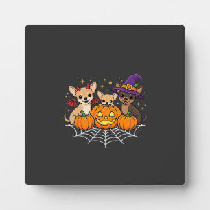 Chihuahua Halloween Pumpkin Witch Dog Design Plaque