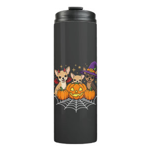 Chihuahua Halloween Pumpkin Witch Dog Design Thermal Tumbler