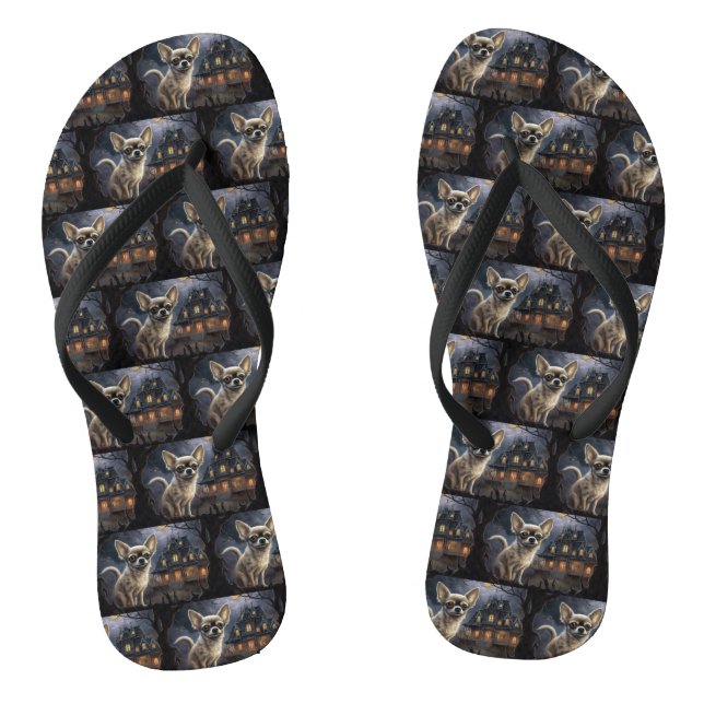 chihuahua Halloween Scary  Jandals (Footbed)