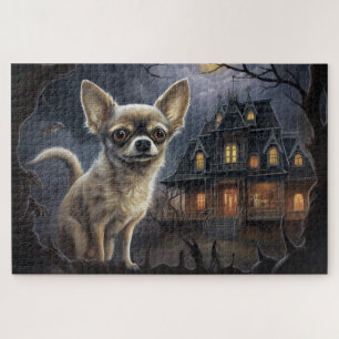 chihuahua Halloween Scary  Jigsaw Puzzle