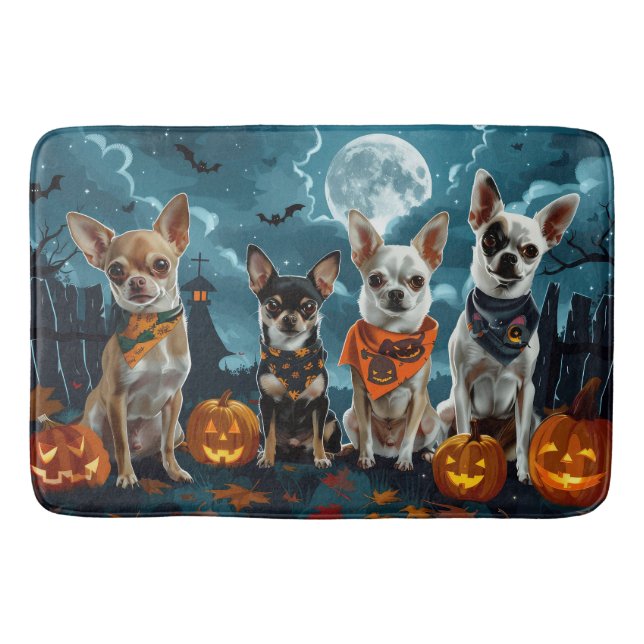 Chihuahua Halloween Spooky Bath Mat (Front)